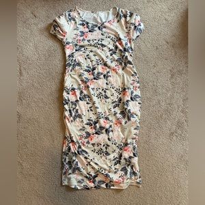 Pink Blush floral fitted maternity dress